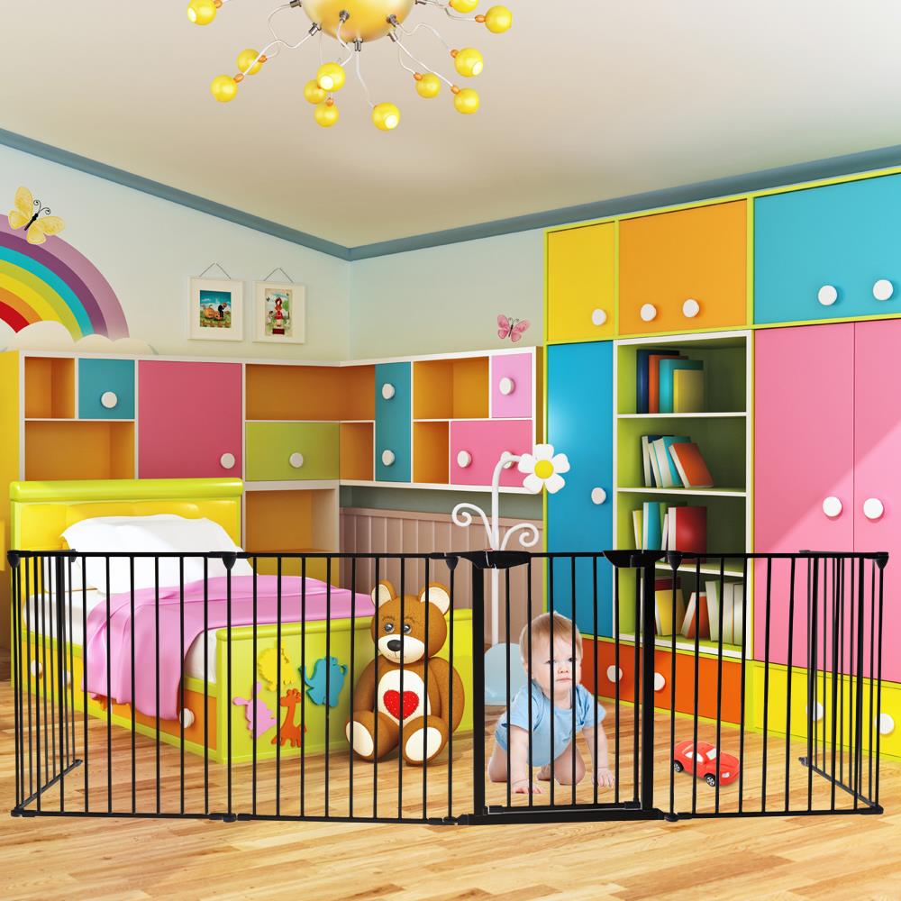 6Pcs Fireplace Fence Baby Safety Pet Dog Cat Play Yard BBQ Metal Health Gate