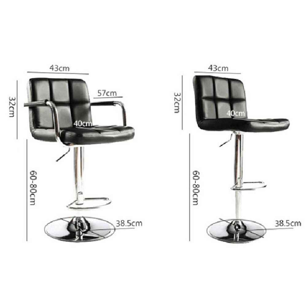 Set of 2 Swivel Bar Stool Leather Modern Adjustable Hydraulic Barstool w//Armrest