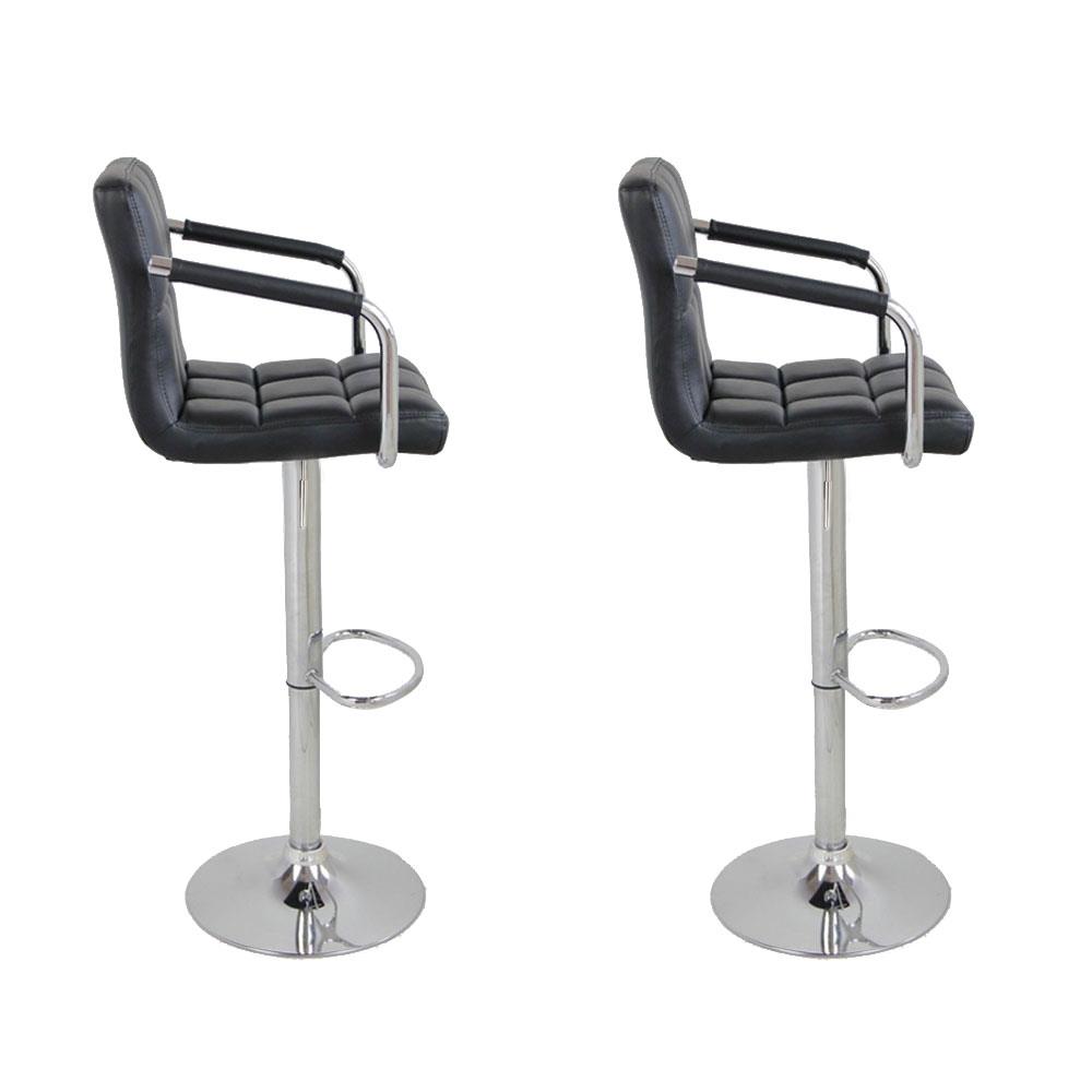Set of 2 Swivel Bar Stool Leather Modern Adjustable Hydraulic Barstool w//Armrest