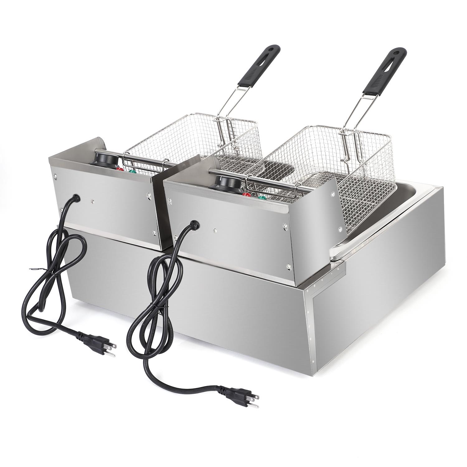 12L Electric Deep Fryer Dual Tank Stainless Steel 2 Fry Basket